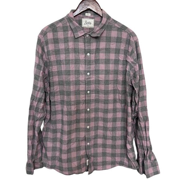 Bixby Nomad Plaid Button-Up Shirt Pink Gray Men's Size XL - Picture 1 of 4